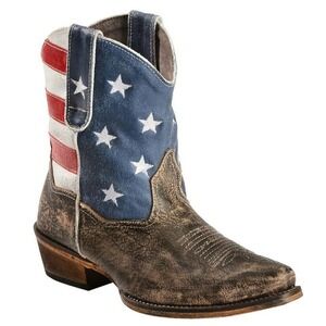 Roper Women's American Beauty Flag Ankle Boots Stars Stripes Size 11